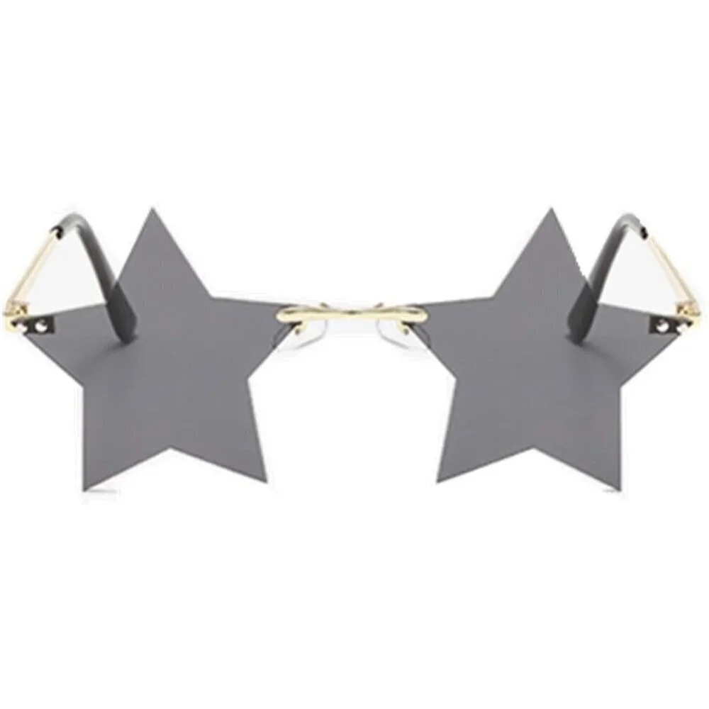 Unisex Star Shape Frameless Sunglasses UV400 Mirror Lenses Stylish Accessory